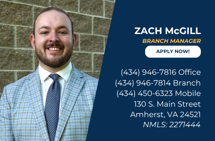 Contact card for Zach McGill, Amherst Branch Manager