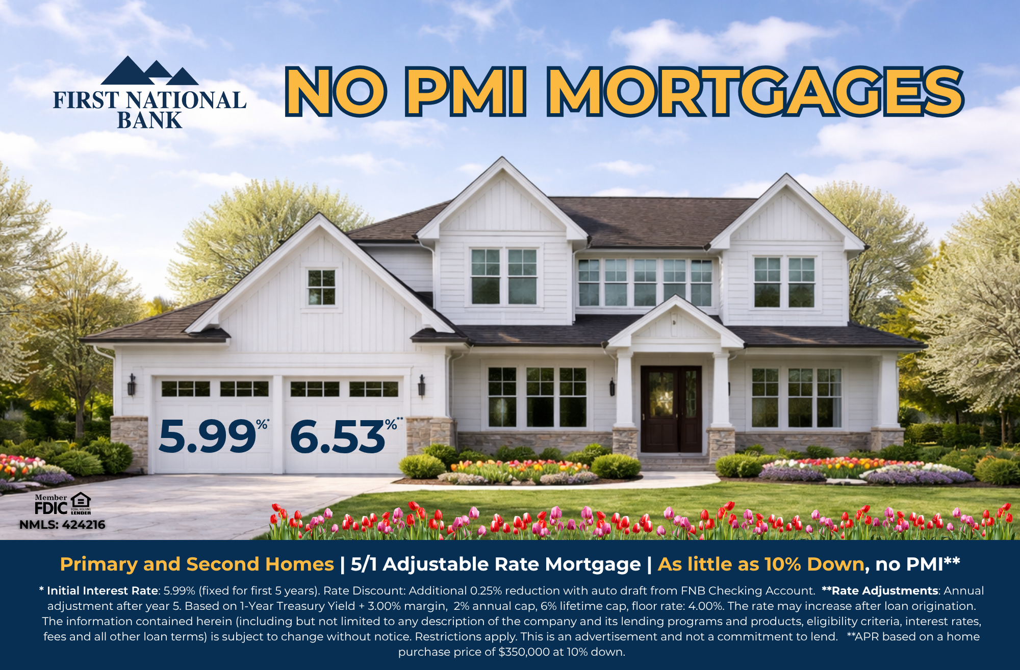 First National Bank NO PMI Mortgages Advertisement