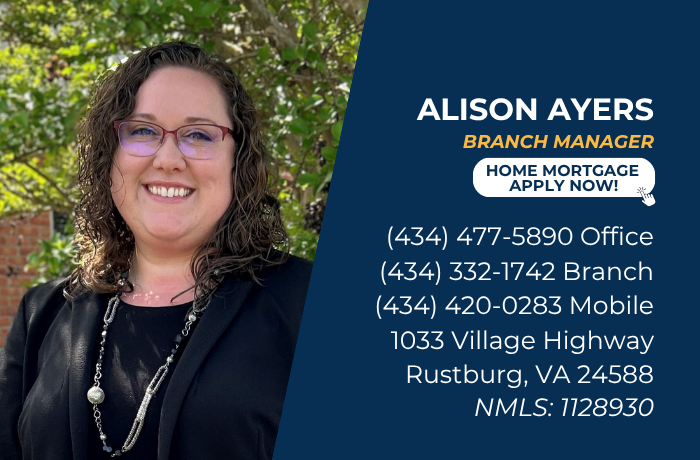 Contact card for Alison Ayers, Branch Manager, including phone numbers and branch address.