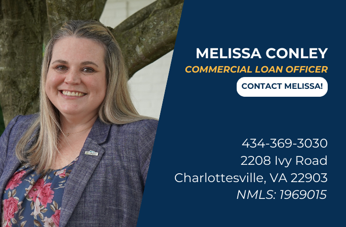 Melissa Conley  
Commercial Loan Officer
Click to contact Melissa
434-369-3030