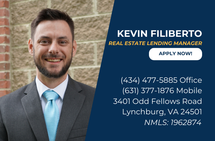 Contact card for Kevin Filiberto, Real Estate Lending Manager.