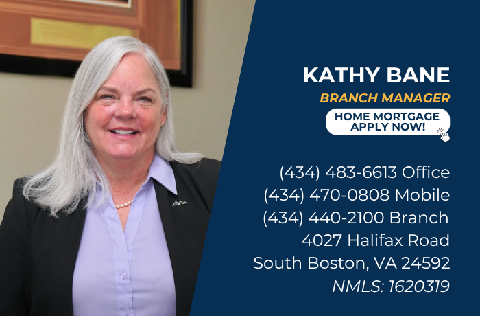Contact card for Kathy Bane, Branch Manager, including phone numbers and branch address.