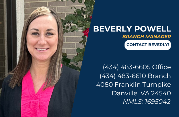 Contact card for Beverly Powell, Branch Manager, including phone numbers and branch address.