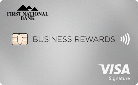 A photo of the Visa Signature Business Rewards Credit Card for First National Bank.