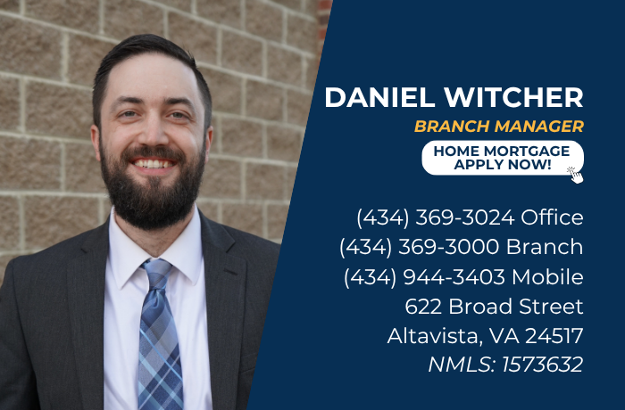 Contact card for Daniel Witcher, Branch Manager, including phone numbers and branch address.