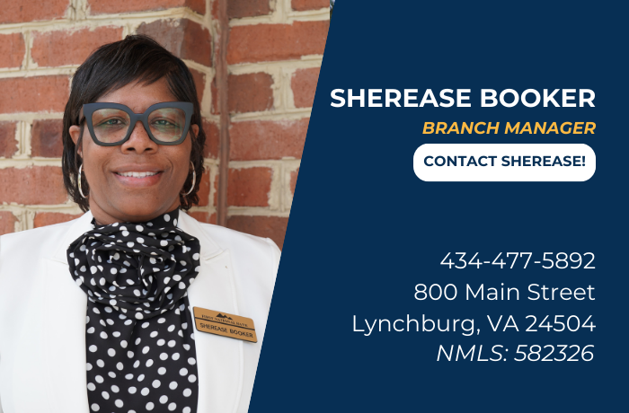 Sherease Booker  
Downtown Lynchburg Branch Manager
Click to contact Sherease
434-477-5892